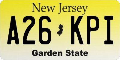 NJ license plate A26KPI