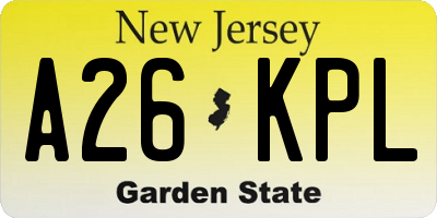 NJ license plate A26KPL