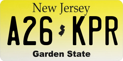 NJ license plate A26KPR