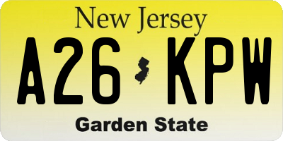 NJ license plate A26KPW