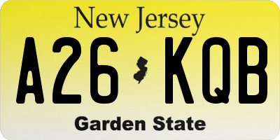 NJ license plate A26KQB