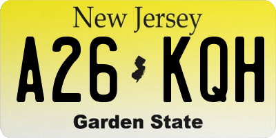 NJ license plate A26KQH