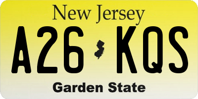 NJ license plate A26KQS