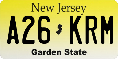 NJ license plate A26KRM