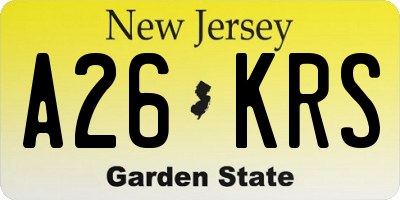 NJ license plate A26KRS