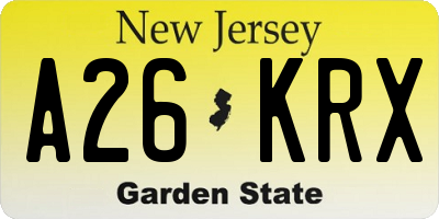 NJ license plate A26KRX