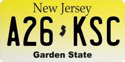 NJ license plate A26KSC