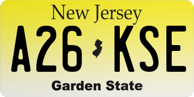 NJ license plate A26KSE