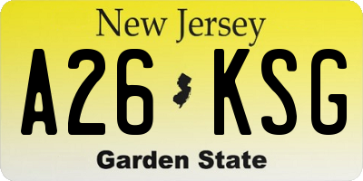NJ license plate A26KSG