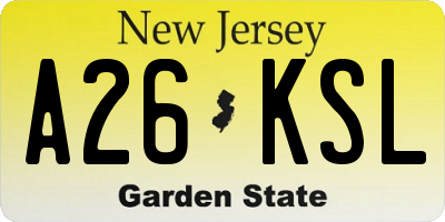 NJ license plate A26KSL