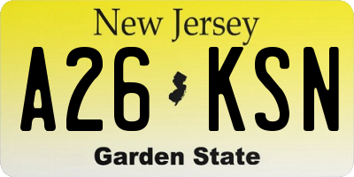 NJ license plate A26KSN