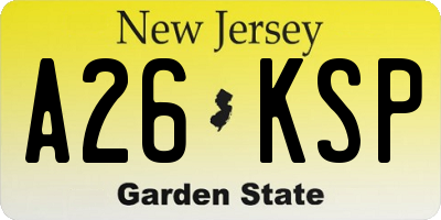 NJ license plate A26KSP