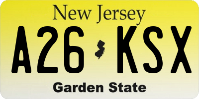 NJ license plate A26KSX