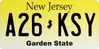 NJ license plate A26KSY
