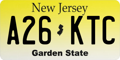 NJ license plate A26KTC