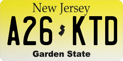 NJ license plate A26KTD