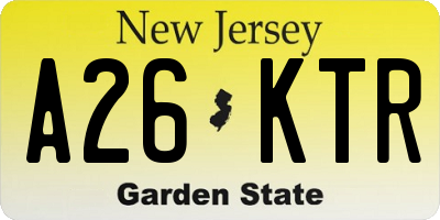 NJ license plate A26KTR