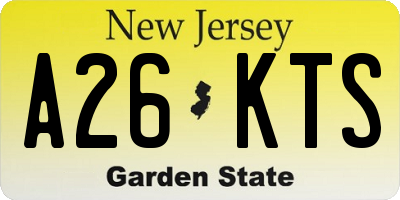 NJ license plate A26KTS