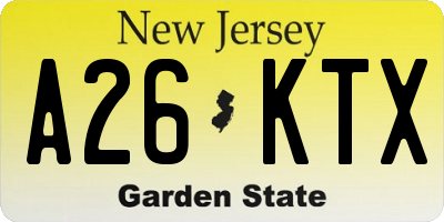 NJ license plate A26KTX