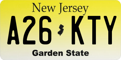 NJ license plate A26KTY