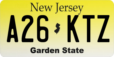 NJ license plate A26KTZ