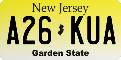 NJ license plate A26KUA