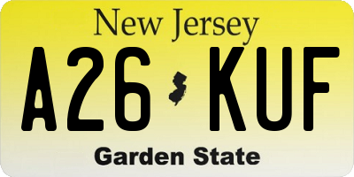 NJ license plate A26KUF