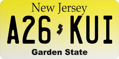 NJ license plate A26KUI