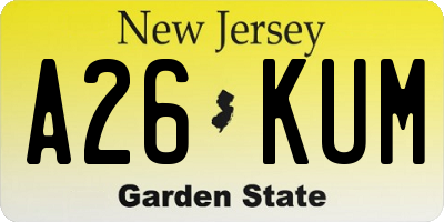 NJ license plate A26KUM
