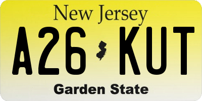 NJ license plate A26KUT