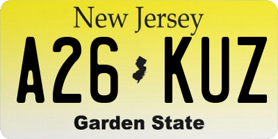 NJ license plate A26KUZ