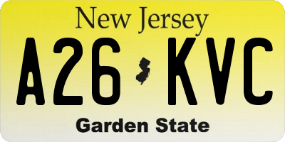 NJ license plate A26KVC