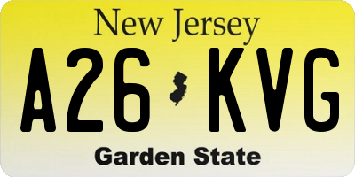 NJ license plate A26KVG
