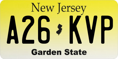 NJ license plate A26KVP