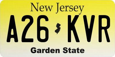 NJ license plate A26KVR