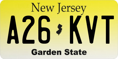 NJ license plate A26KVT