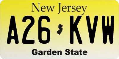NJ license plate A26KVW