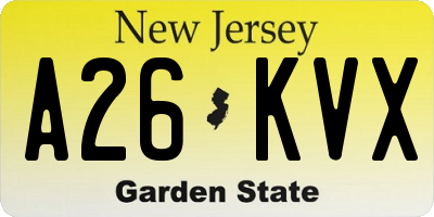 NJ license plate A26KVX
