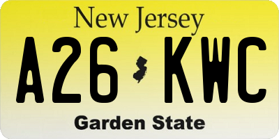 NJ license plate A26KWC