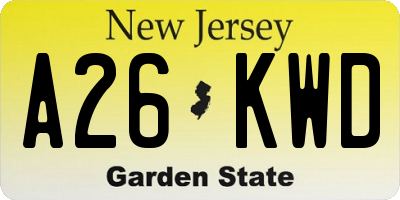 NJ license plate A26KWD