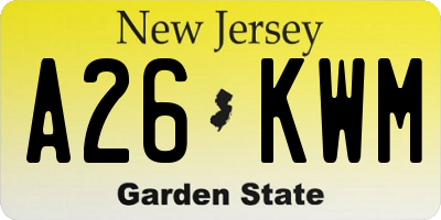 NJ license plate A26KWM
