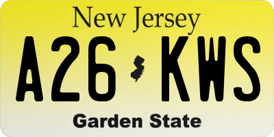 NJ license plate A26KWS