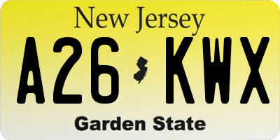 NJ license plate A26KWX