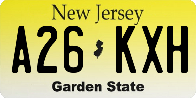 NJ license plate A26KXH