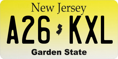 NJ license plate A26KXL