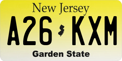 NJ license plate A26KXM