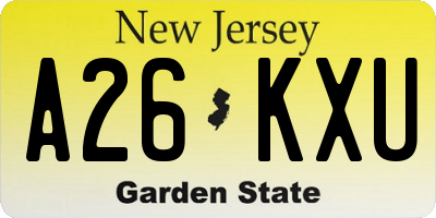 NJ license plate A26KXU