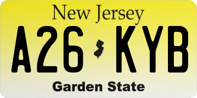 NJ license plate A26KYB