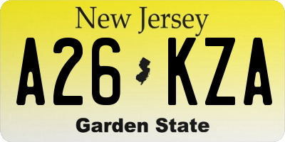 NJ license plate A26KZA