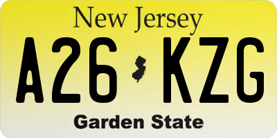 NJ license plate A26KZG